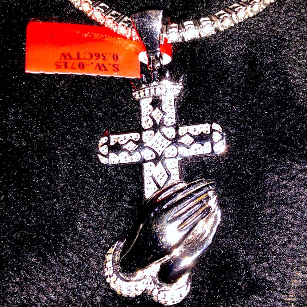 Real diamond cross and tennis chain set necklace huge sale best gift only 1 left